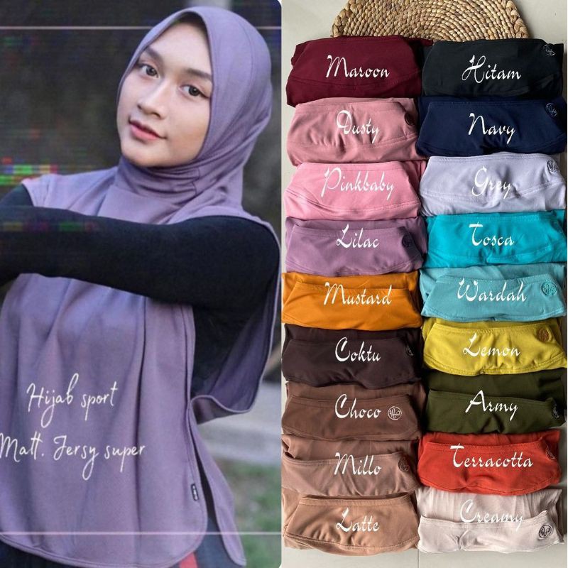 Hijab Sporty/Hijab Olahraga Muslimah/Jilbab Olahraga Rompi/Bergo Sporty Hijab Olahraga Muslim/Hijab Renang Gowes Zumba Yoga Voli-1