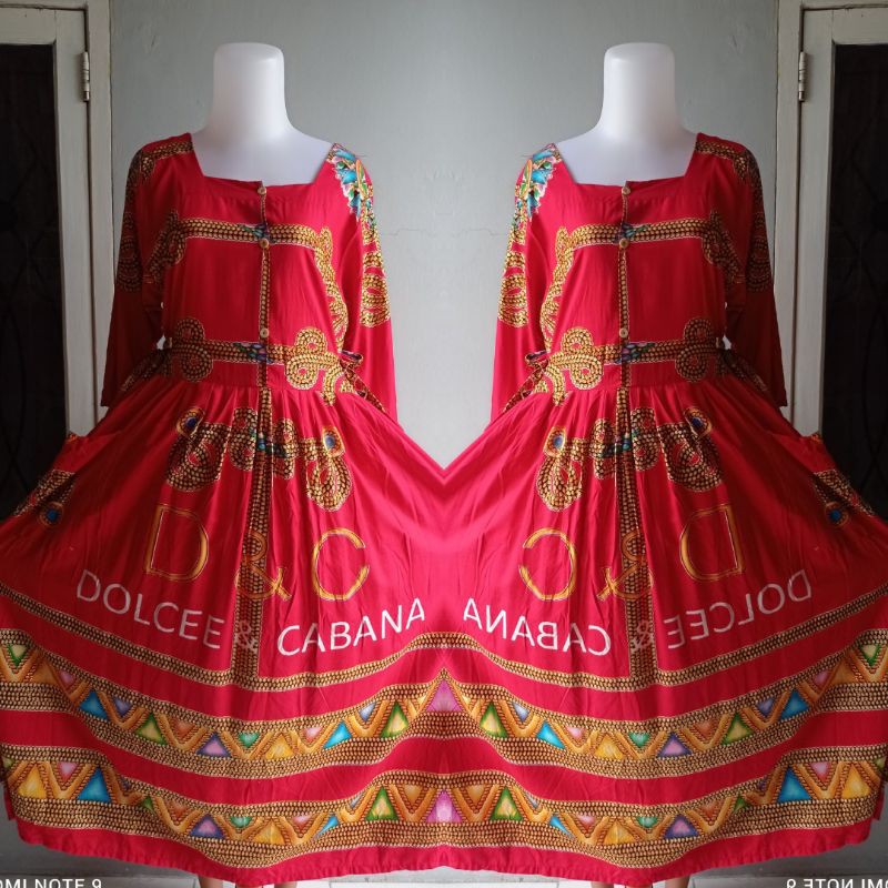 daster longdress prada gajah putih foil slempang jumbo