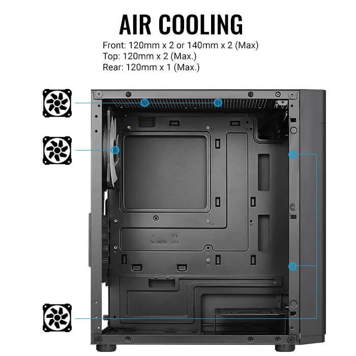 AEROCOOL Hexform M-Atx Free 3x12cm FRGB fans / Casing gaming