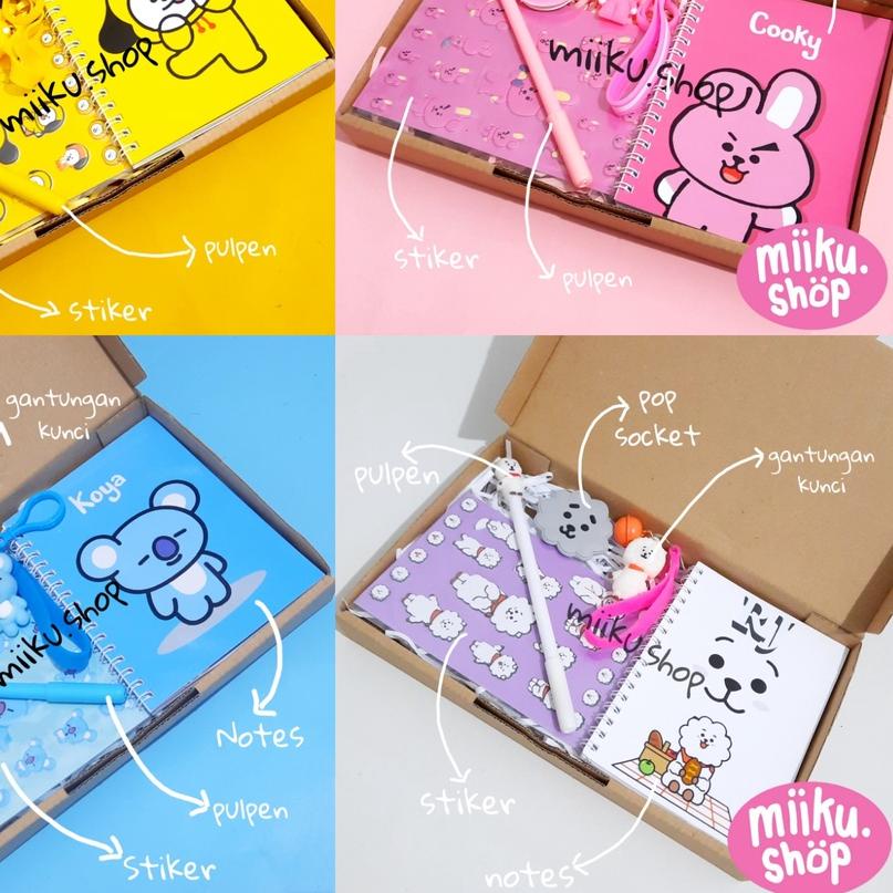

KADO HAMPERS GIFT BOX ALAT TULIS BT21 CHIMMY COOKY TATA KOYA RJ SHOOKY MANG VAN