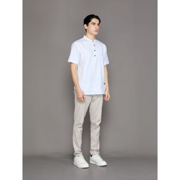 Kemeja Koko Pria Lengan Pendek Katun Linen Premium - Baju Koko Linen Basic Polos - Kemeja koko lengan pendek - Baju koko katun