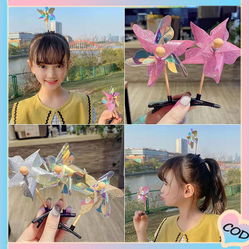 COD❤️ Anak-anak Lucu Berputar Pinwheel Jepit Rambut Kreatif Hiasan Kepala Klip Atas-A.one