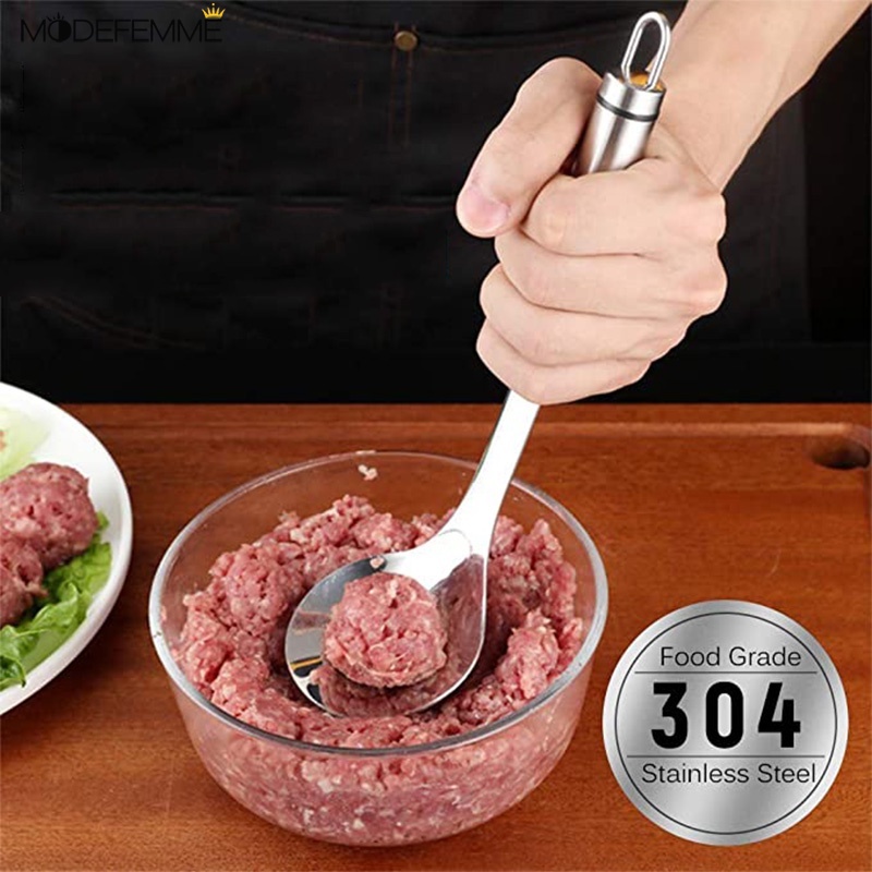 Creative Meatball Maker / Stainless Steel Non-Stick Meat Baller Spoon with Elliptical Leakage Hole for Kitchen