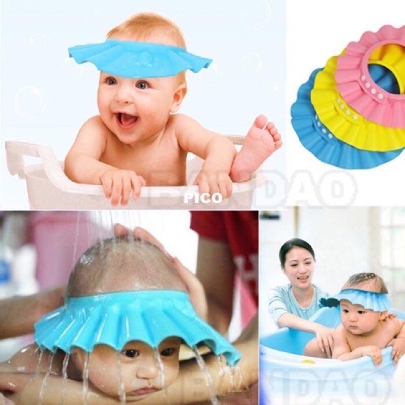 Topi Keramas Anak Bayi -- AC 316 -- dengan Kancing Penutup Telinga Bahan Sponge / Baby Shower Cap / Topi Mandi Anak Untuk keramas agar mata dan telinga tidak kemasukan air mencegah sakit mata dan infeksi telinga - perlengkapan mandi bayi dan anak