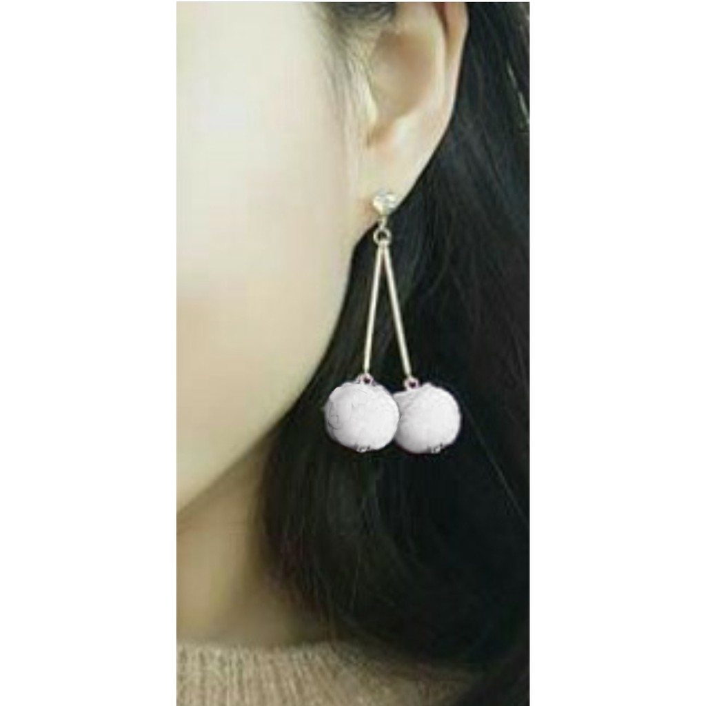 Anting Fashion Wanita Anting Korea StyleDuble Rantai Pompom Termurah MISS 111