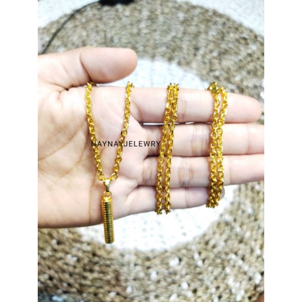 Kalung koin Medan liontin bambu 75cm (koinmesin)