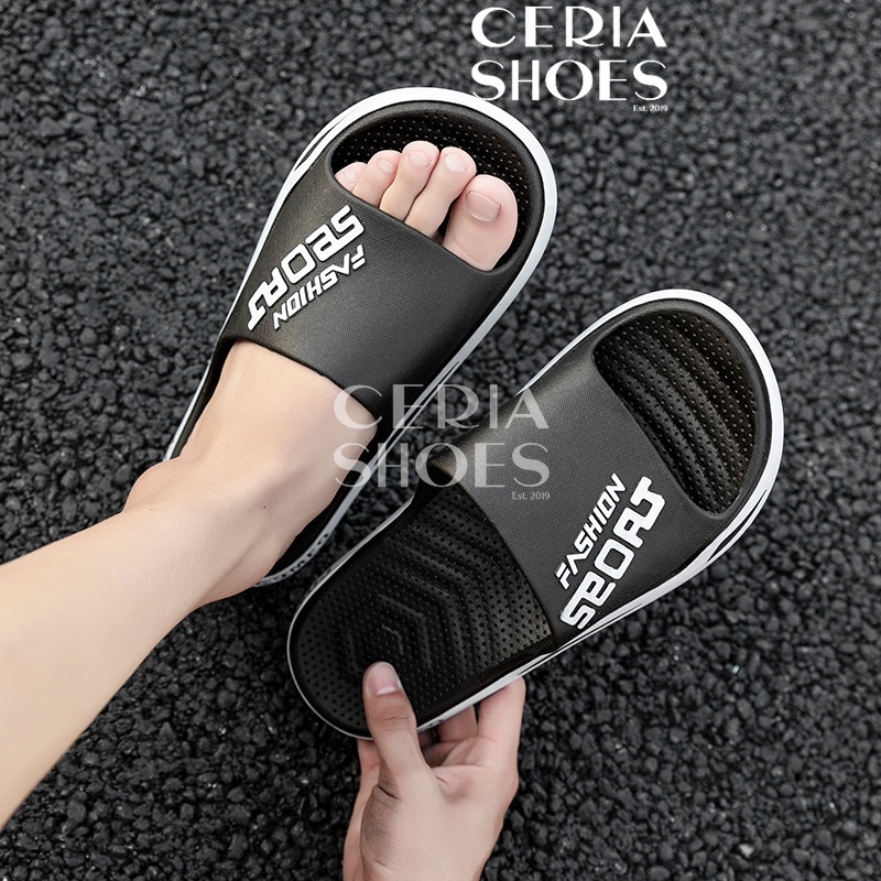 BALANCE Sandal Slop Pria Import Bahan Karet Rubber Tebal Empuk Elastis Awet Nyaman