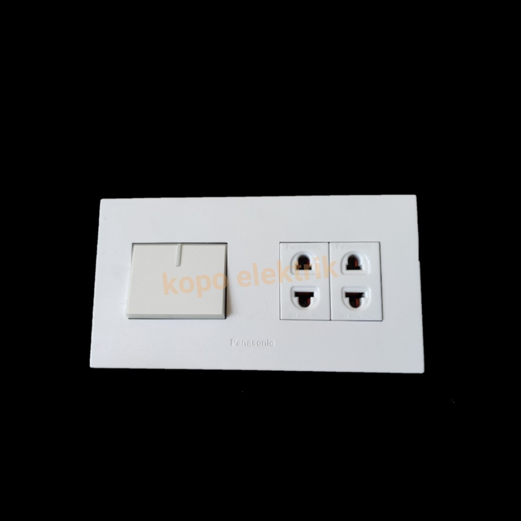 Panasonic Saklar Engkel Besar + Double Stopkontak Tanam 2 Gang Style White Minimalis