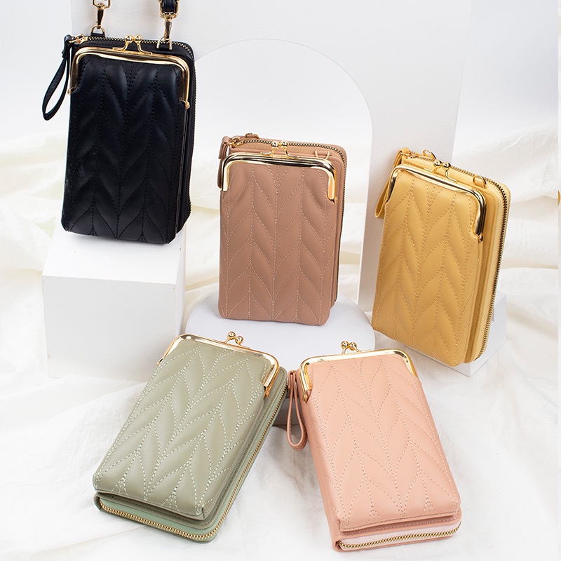 Tas Selempang Wanita mobile phone bag Baru Sederhana Wanita Tas Ponsel Ritsleting Tunggal Satu Bahu Miring Tas Kontrol Tas Multifungsi Fashion Vertikal Dompet wallet