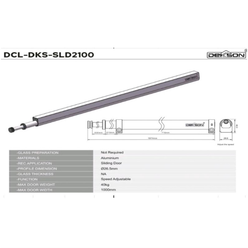 DOOR CLOSER SLIDING DEKKSON DCL 2100 Penutup Pintu Geser Sliding Check