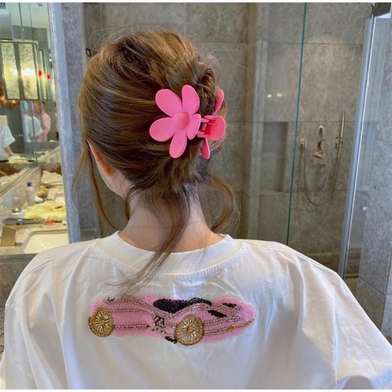 Jedai Doff Jumbo Bunga Daisy 7.5cm Jepit Rambut Matte JUMBO Cakar 4 Motif Bunga / Jepit Ponytail Korea Hair Style