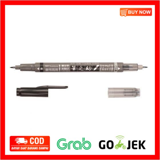 

(BISA COD) Tombow Fudenosuke Brush Pen Twin Tip Black Grey