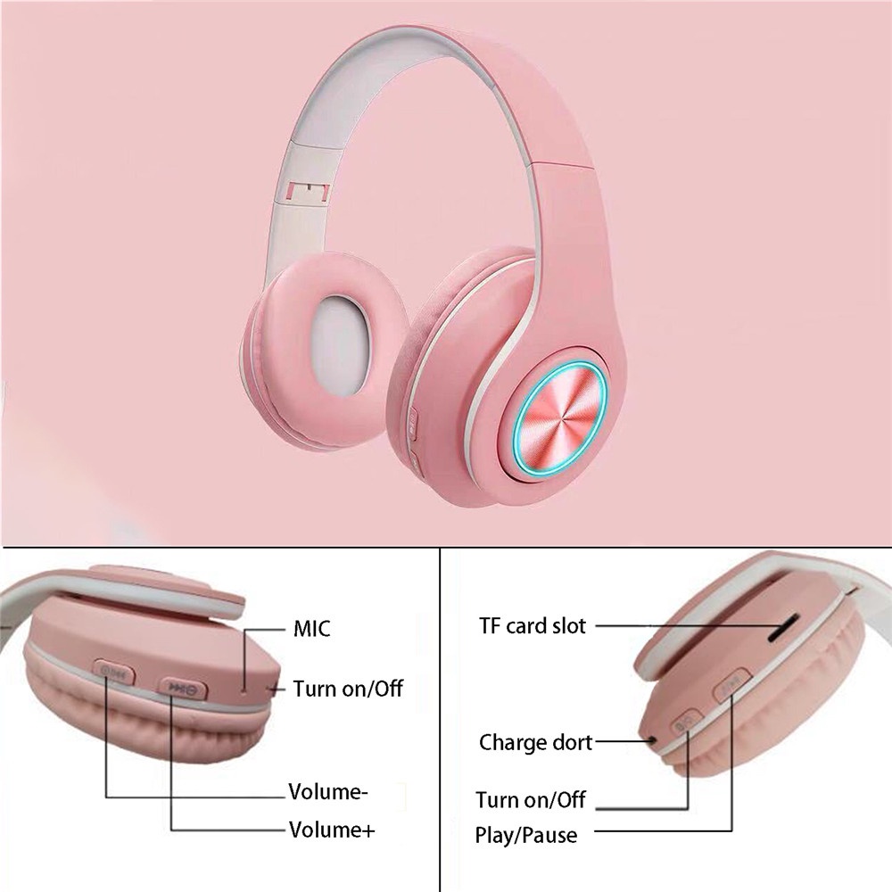 BRY11 / / Headset Bluetooth Bando B39 Macaron Headphone Tws Nirkabel, Headset Lipat Macaron LED Peredam Bising HIFI Stereo