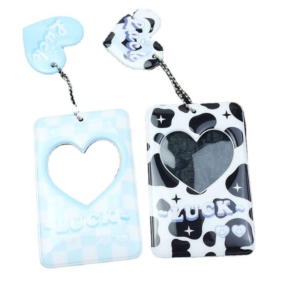 Lanfy Kpop Photocard Holder Kawaii Kartu Nama Kartu Siswa Cinta Hati Hollow Binders Albums Card Storage Case Heart Chessboard Idol Lengan Foto