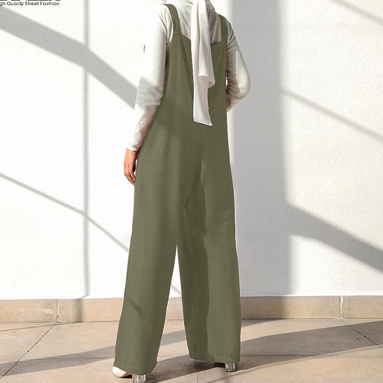Modern.. ZANZEA Women Casual Sleeveless Solid Wide Leg Loose Muslim Jumpsuit