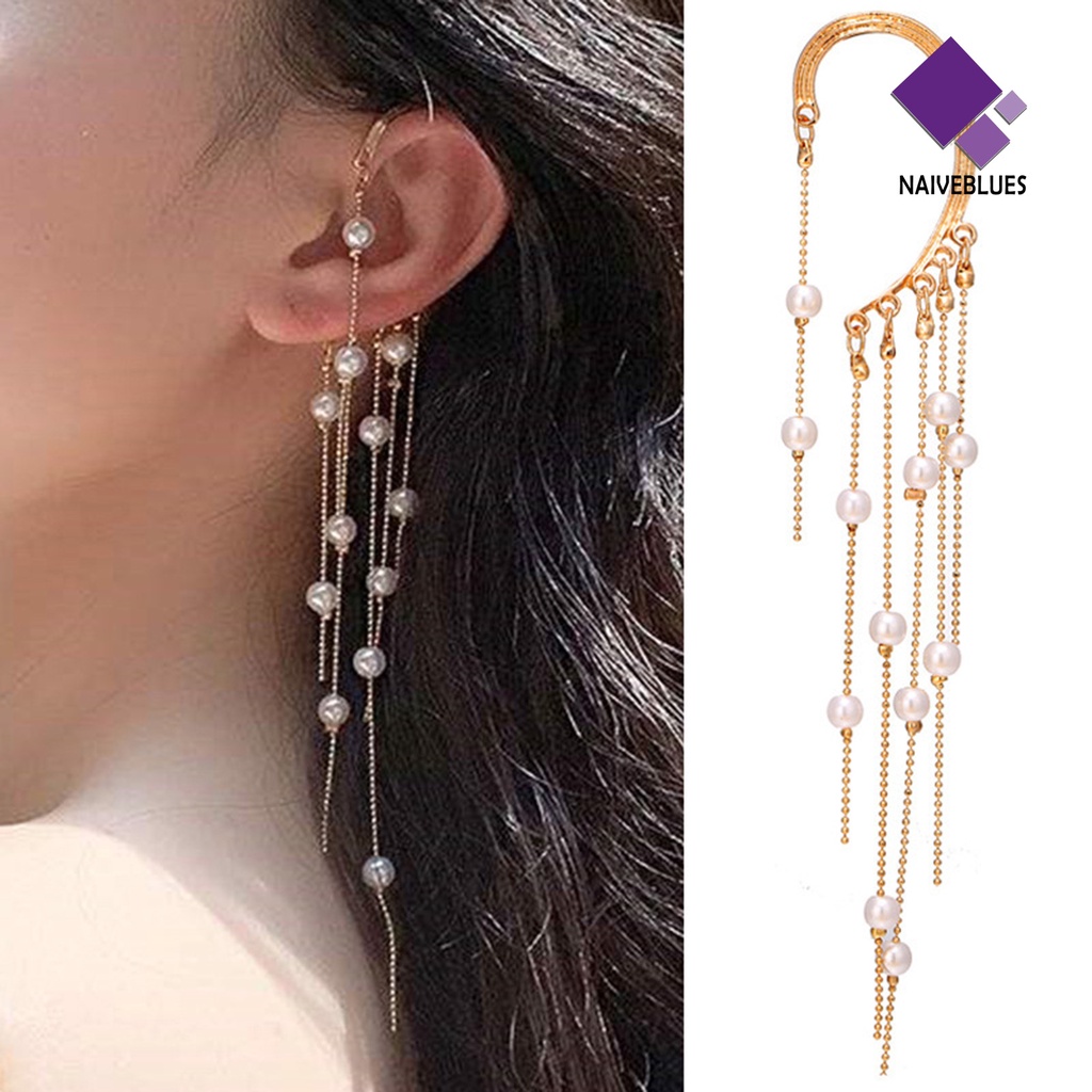 Anting Rumbai Mutiara Imitasi Gaya Bohemian Untuk Wanita