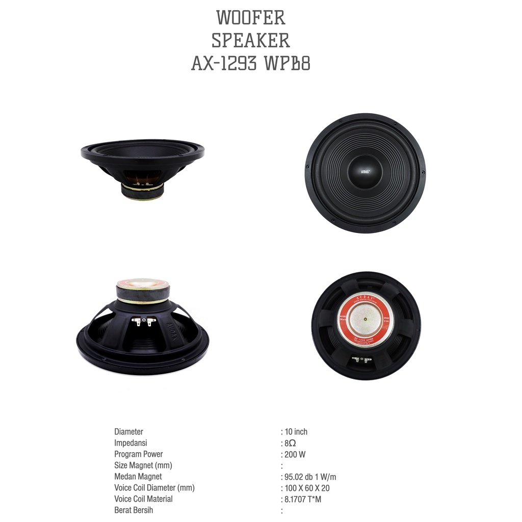 Speaker Woofer Audax AX 1293W Speaker 12inch Audax AX 1293 W original