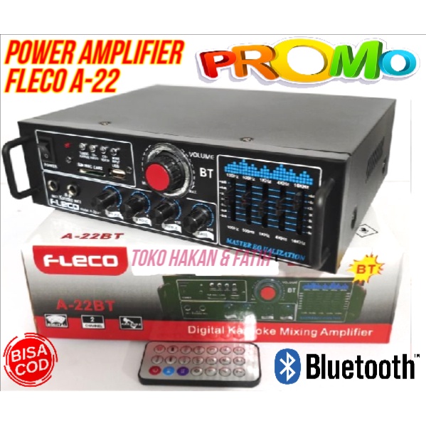 Audio Power Amplifier Fleco A-22BT DC 12V / Digital Karaoke Mixing Amplifier Bluetooth Fleco / Ampli
