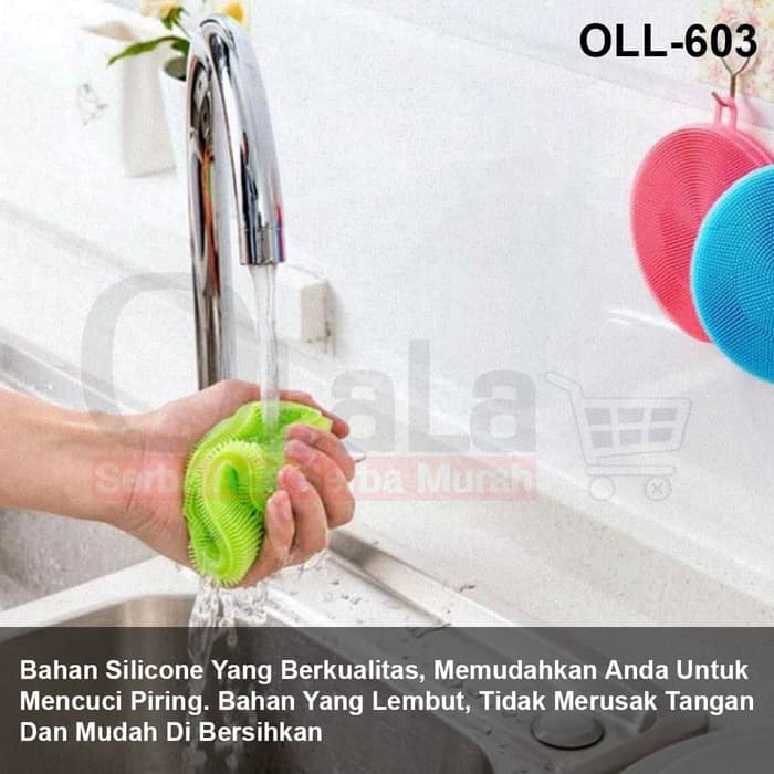 Spons Cuci Piring Anti Bakteri Silikon OLL-603 - spons cuci piring silikon - promo spons cuci piring