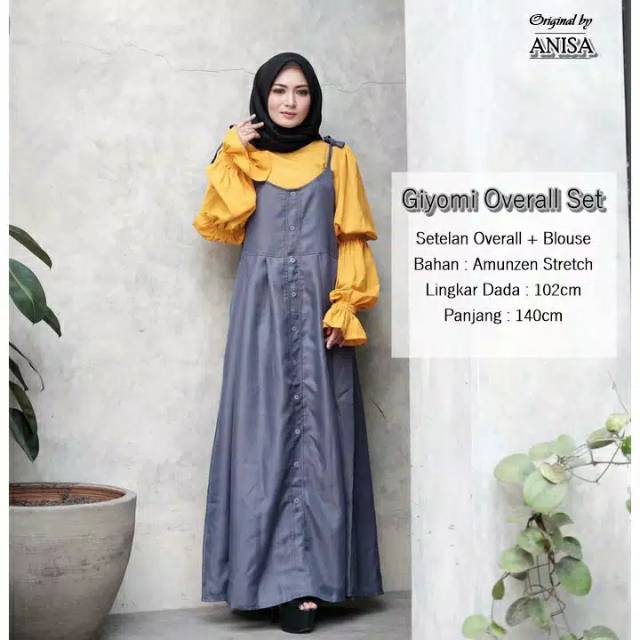 145.000 giyomi overall set bahan overall amunzen strect bahan blouse woolpeach LD102 PB140