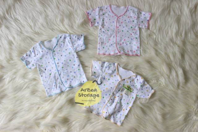 6 pcs baju bayi tangan pendek motip polkadot