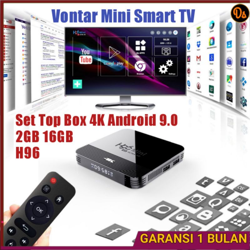 PROMO Vontar Mini Smart TV Set Top Box 4K Android 9.0 2GB 16GB - H96 Android tv box stb android tv f