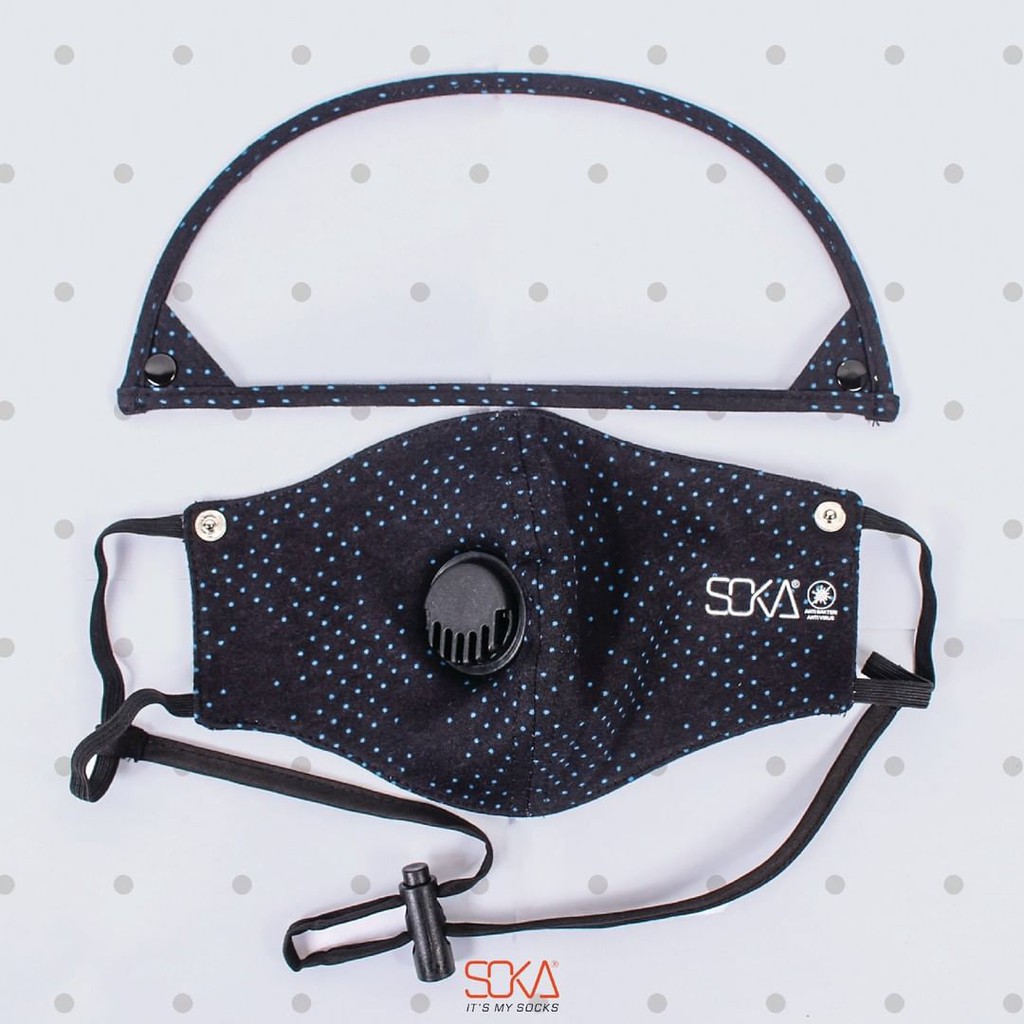 SOKA - Masker Airflow Faceshield Anti Bakteri - Masker Kain Eyeshield Motif