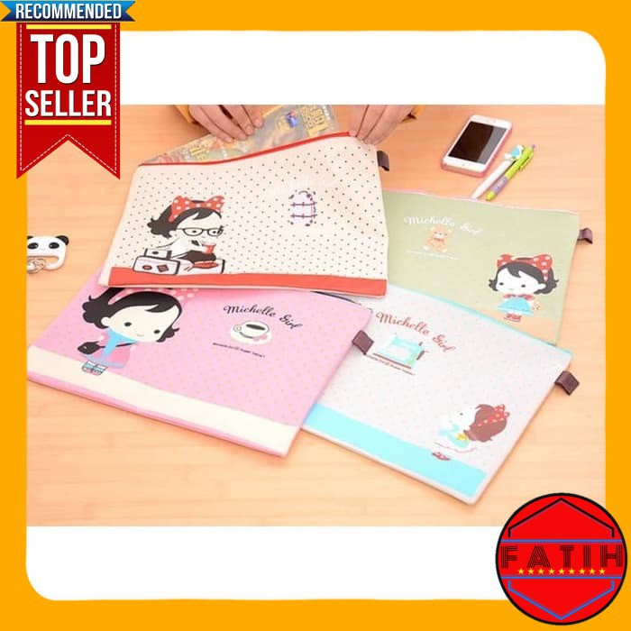 

Travel Pouch Michelle Girl Portable A4 file Storage Tempat Buku Murah