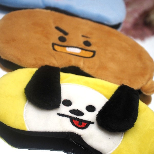 Penutup Mata Tidur BT21 BTS Bahan Bulu Halus Masker Mata Sleeping Eye Mask Eyemask Travel