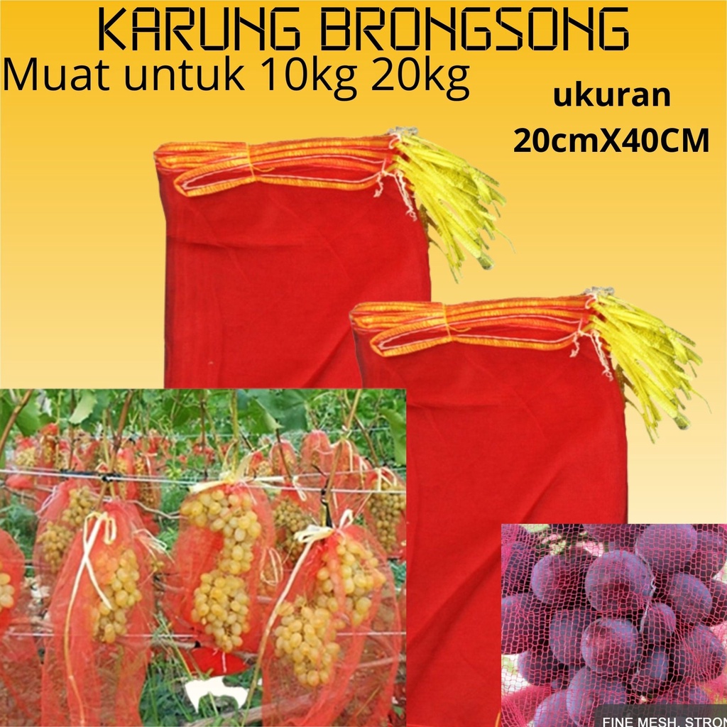 Karung Waring Bawang Baru Free Tali Uk 20kg Brongsong KelengkengAnggur Pembungkus Buah