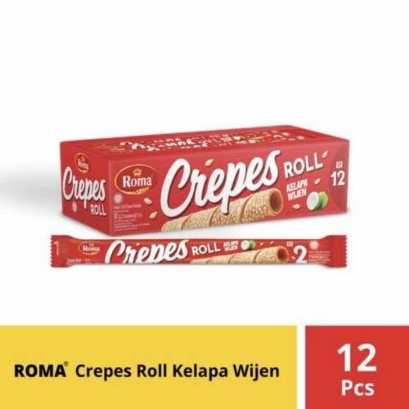 Roma crepes roll kelapa wijen