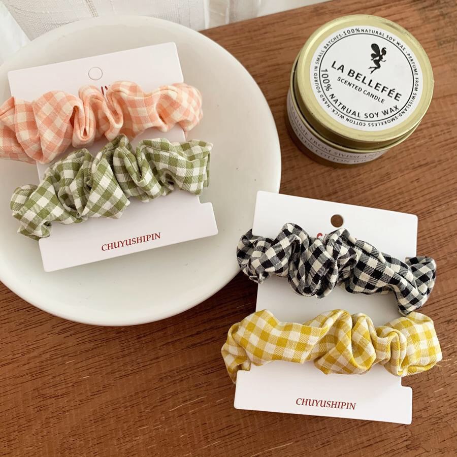 ✨DIDI.ID✨ Ikat Rambut Kotak Import IRA031 Iket Rambut Korean Scrunchie Kunciran Rambut Motif Petak-2