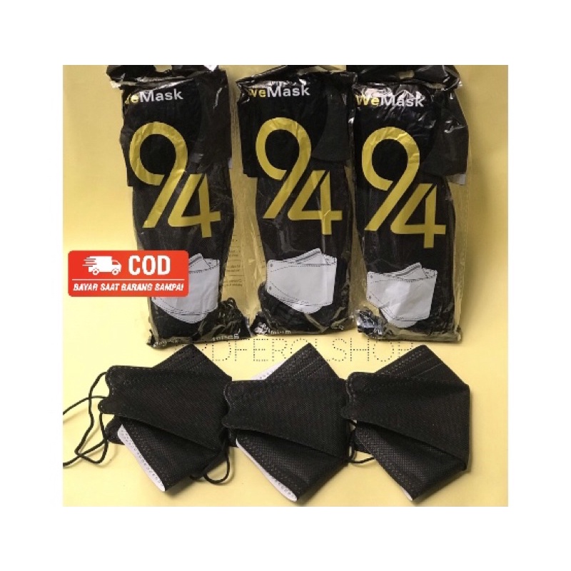 Masker KF94 ISI 10PC Masker KF94 Masker 4D Masker KF94 KOREA 4ply KF94 black/hitam isi 10pc
