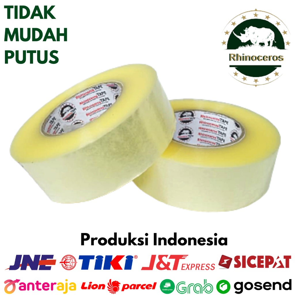 Lakban Bening/Coklat RHINOCEROS Tape Clear 2inci 45mm x 300 Yard