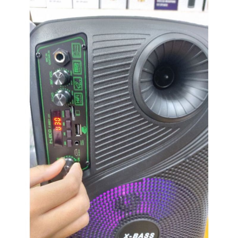 Speaker Karaoke Super Bas Fleco F 8801 8'5 inci/Bluetooth/Remote/USB/Mic free