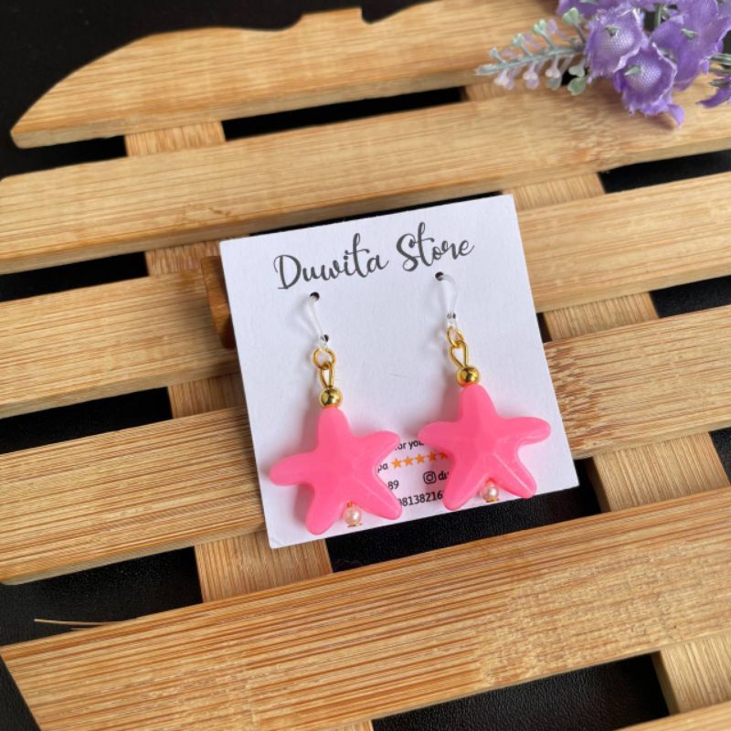 HANDMADE ANTING ANAK/DEWASA KAITAN PLASTIK MOTIF BINTANG LAUT