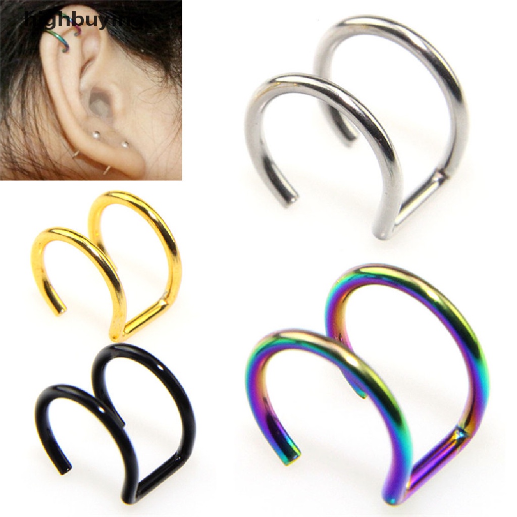 Hbid 2PCS Anting Klip Hidung / Bibir / Telinga Tanpa Tindik Bentuk U Untuk Pria / Wanita