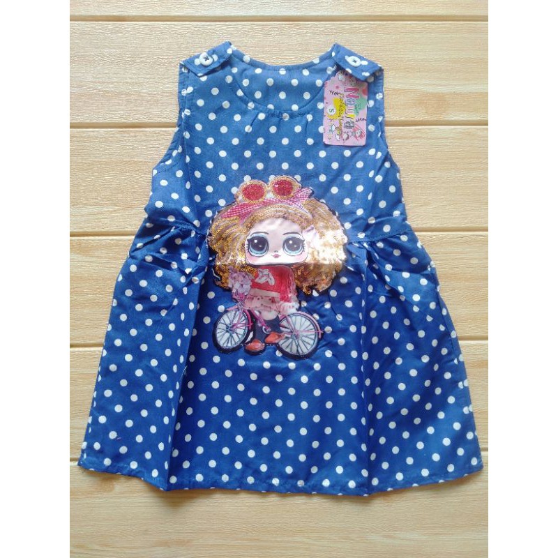 Dress Kancing LED USIA 2-5 TAHUN (PILIH WARNA)