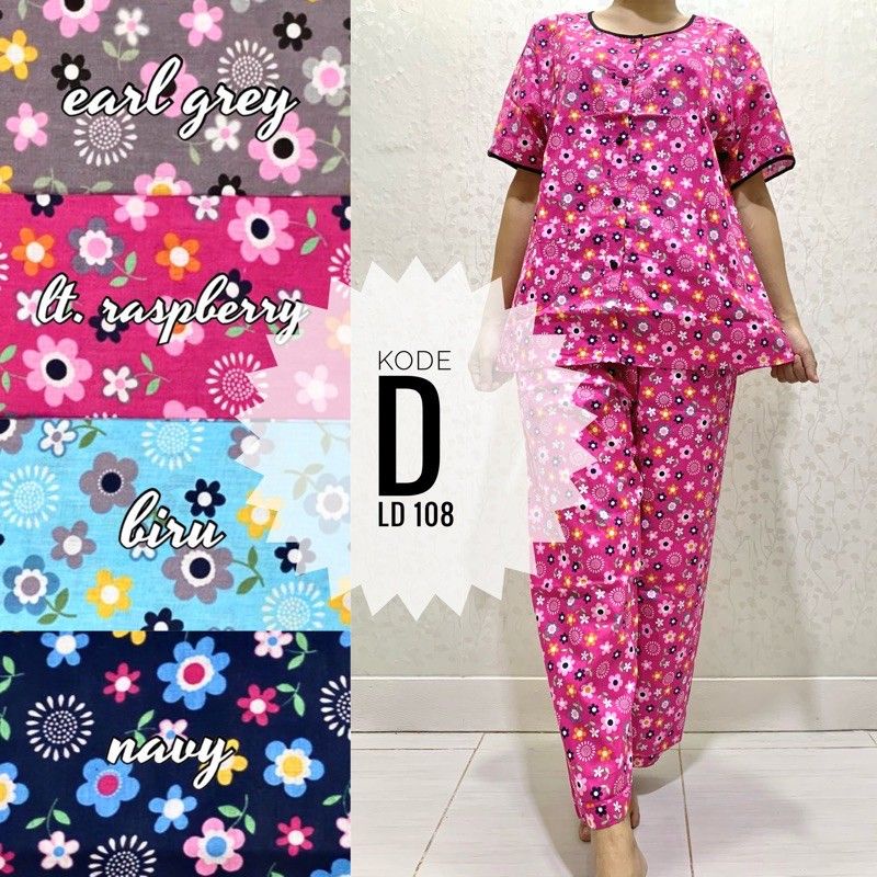 setelan piyama katun jepang / baju tidur celana panjang pretty girl sabata