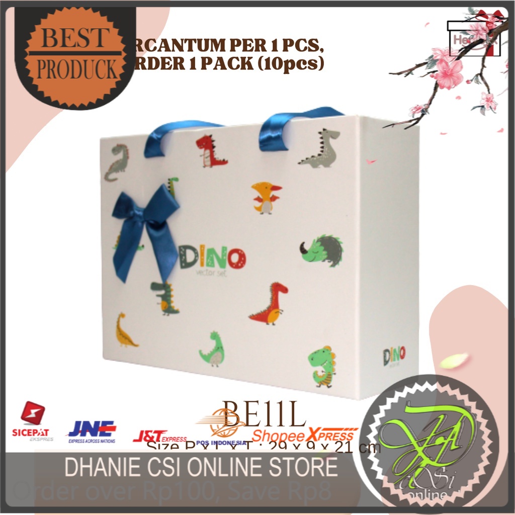 

Hardbox Bag Motif Dinosaurus, Tas Hardbox Dino, Giftbox, Paperbag Dino, Hampers BE08 - BE09