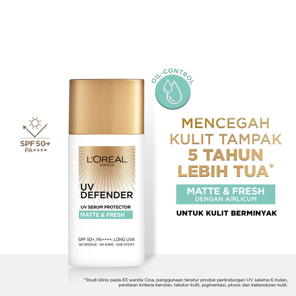 L'OREAL UV Defender UV Serum ProtectorSPF50+++(Matte&amp;Fresh/Bright&amp;Clear/Correct&amp;Protect/Moist&amp;fresh)