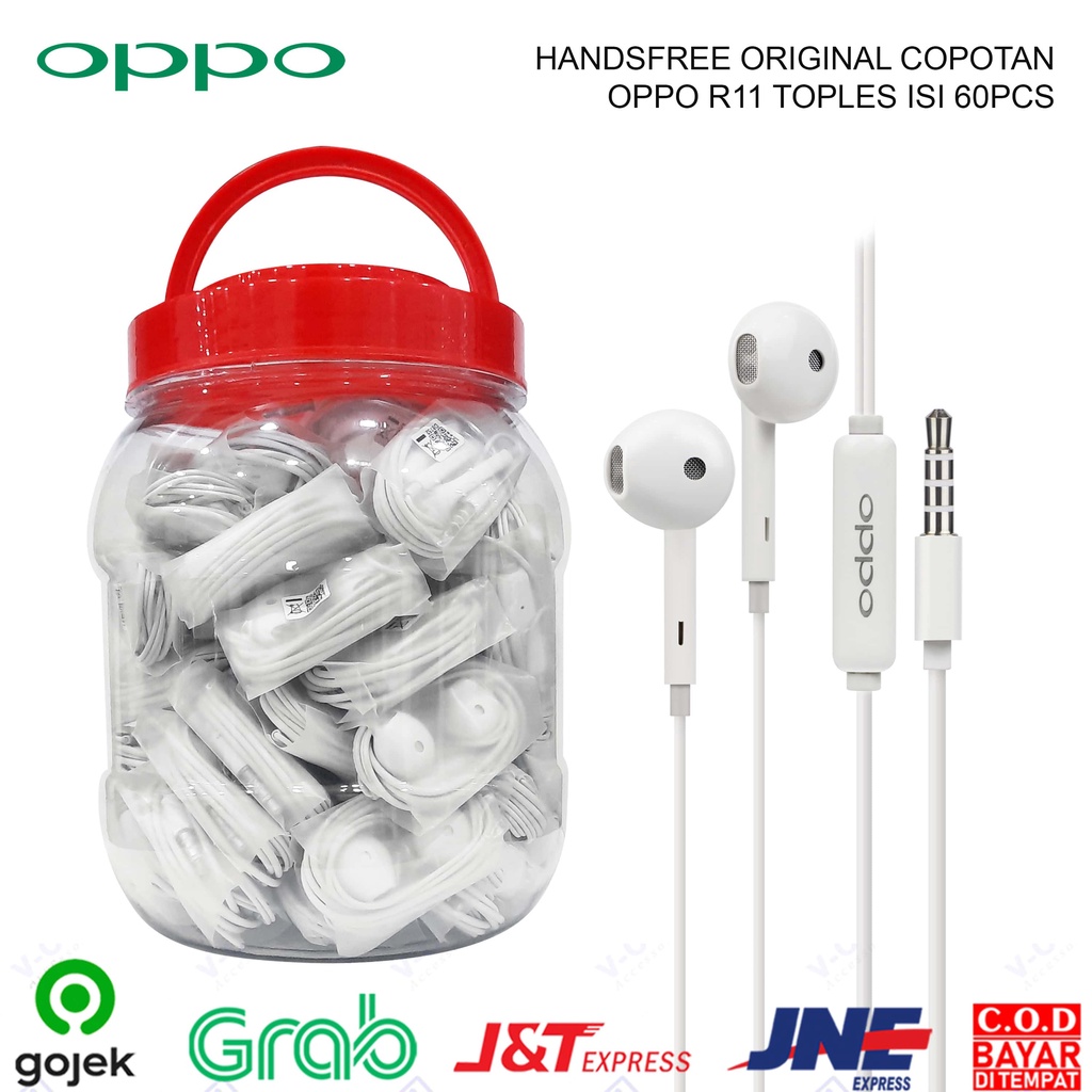 (B) HEADSET HANDSFREE COPOTAN VIVO XE680 OPPO R11 TOPLES ISI 60PCS ORI