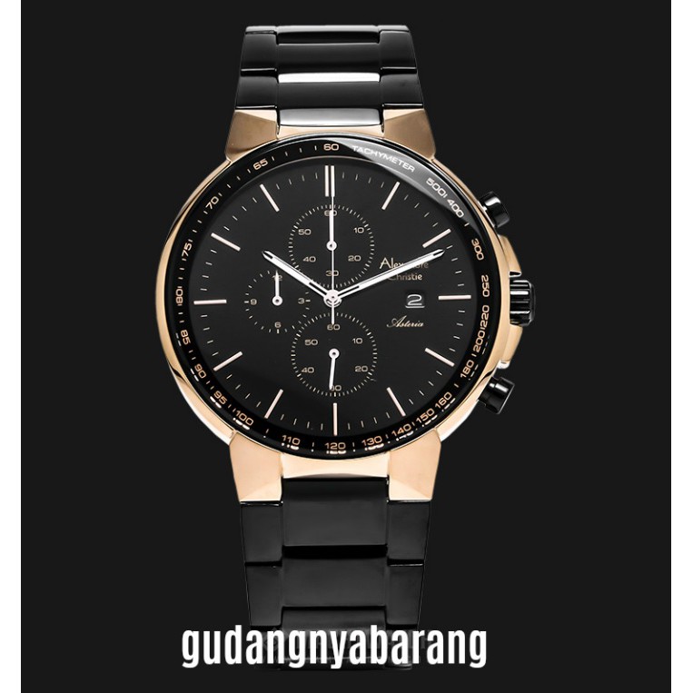 JAM TANGAN PRIA - LAKI - MAN ALEXANDRE CHRISTIE AC 6462 BLACK ROSEGOLD ORIGINAL