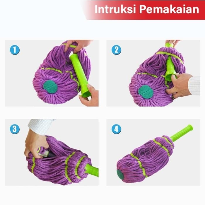 Alat Pel Twist Mop Lantai Simple dan Keren Daya Serap Tinggi / Alat Pel Otomatis / Alat Pel Putar Mudah Digunakan Praktis Dilengkapi Ujung Penggosok Gagang Pel Kokoh