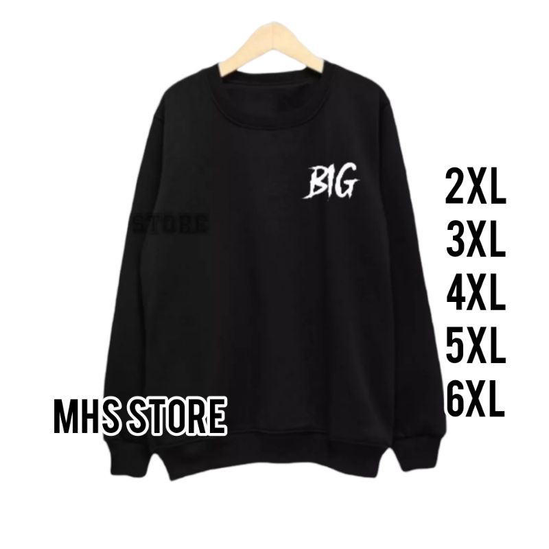 SWEATER CREWNECK POLOS LOGO BIG PRIA WANITA SIZE XXL-6XL HITAM