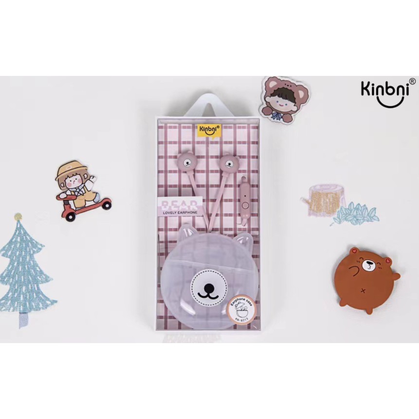 [KN-8213] Set Earphone Karakter BERUANG TRANSPARAN / Wadah Earphone Lucu Bentuk Kepala Beruang Bear