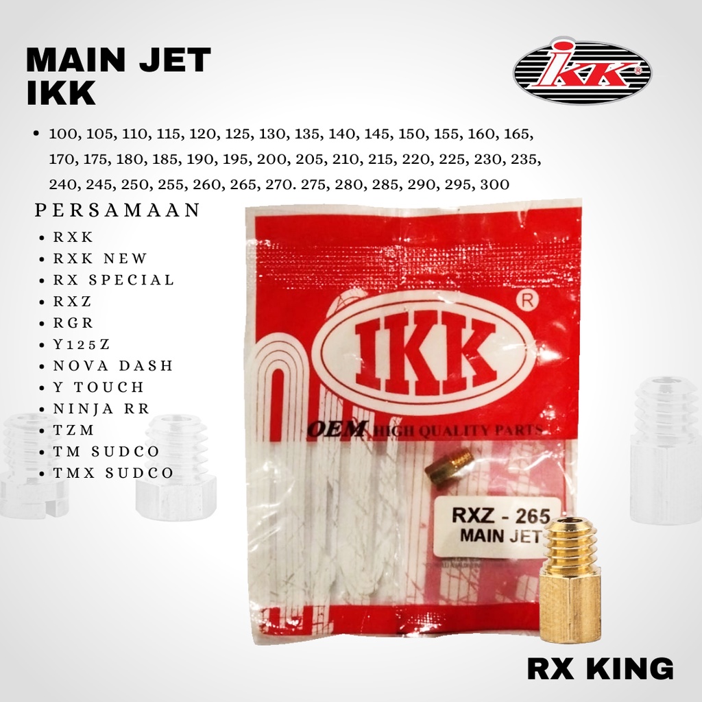 Main jet spuyer IKK Rx king ninja rr rxz rxs tzm 125z nova dash 100 - 300