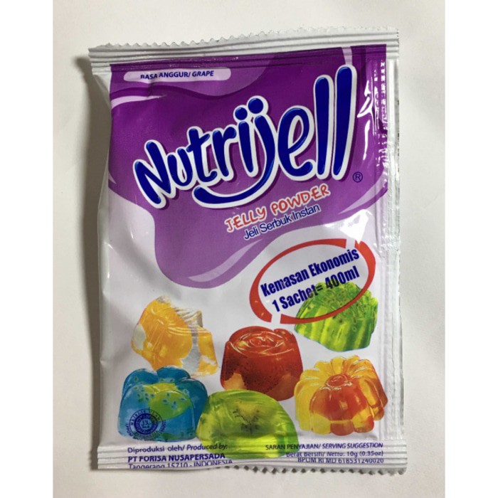 Nutrijell agar&quot; Jelly Powder Nutrijel ekonomis Rasa anggur grape 10 gr