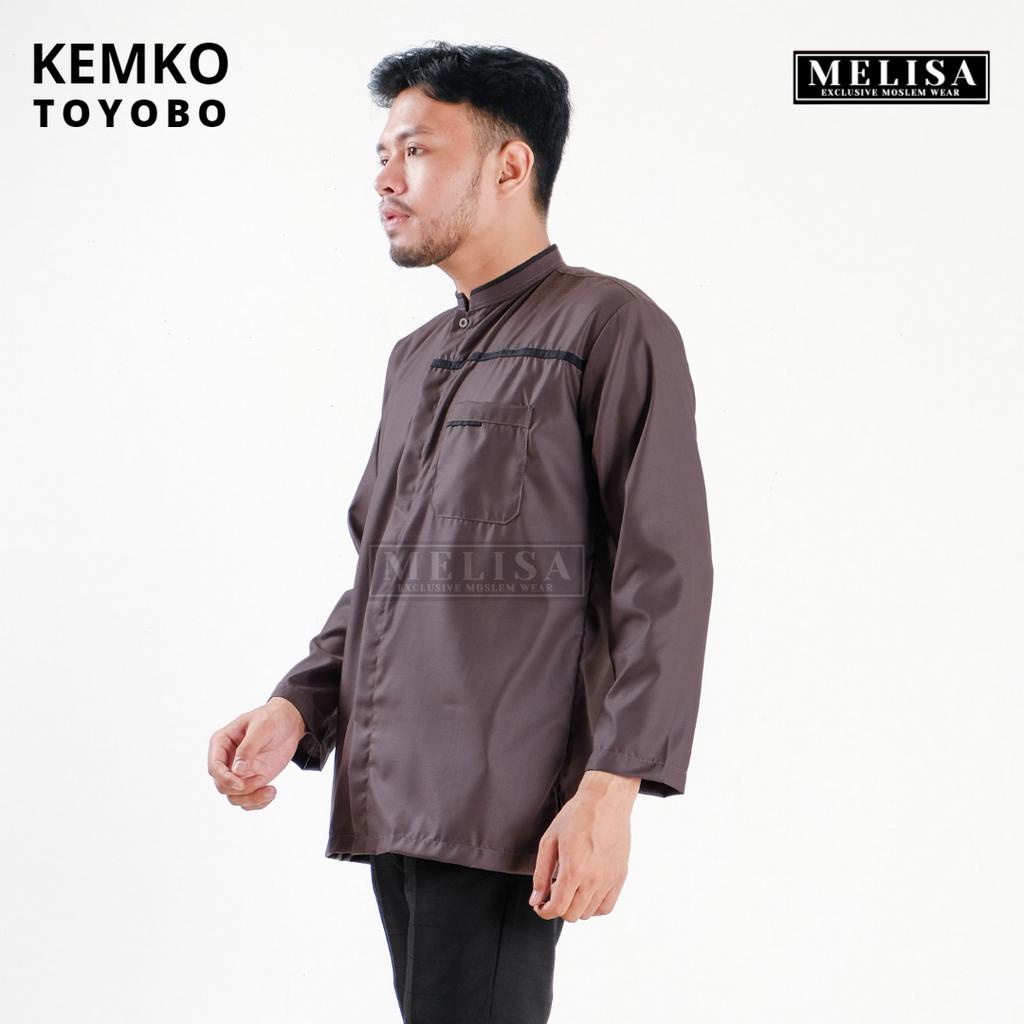 Baju Koko Pria Dewasa Katun Toyobo Polos Lengan Panjang Baju Muslim Remaja Laki Laki Ukuran M L XL -Coklat