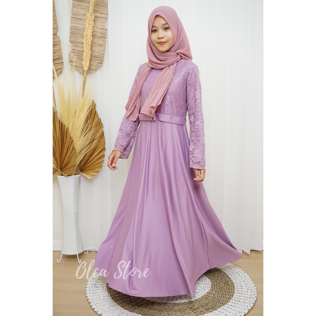 Gamis Burkat Nurafni Premium | Gamis Pesta Brukat Baju Kondangan Wanita Fashion Muslim Gaun Brokat M
